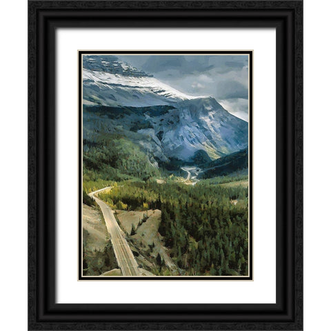 Highway in Jasper National Park Black Ornate Wood Framed Art Print with Double Matting by Medeiros, Celito