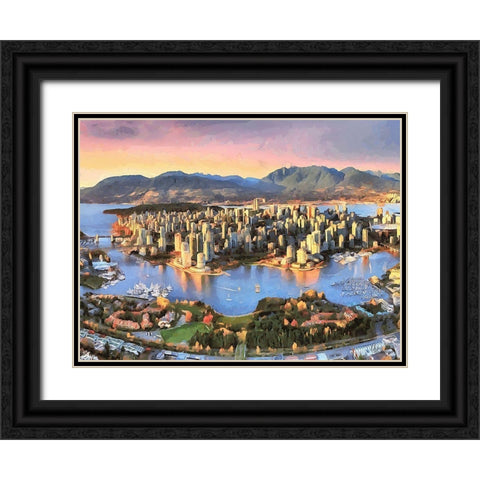 Memories of Vancouver II Black Ornate Wood Framed Art Print with Double Matting by Medeiros, Celito