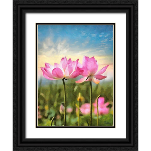 Watter Lilly IV Black Ornate Wood Framed Art Print with Double Matting by Medeiros, Celito