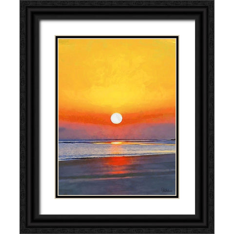 Golden Sunset III Black Ornate Wood Framed Art Print with Double Matting by Medeiros, Celito