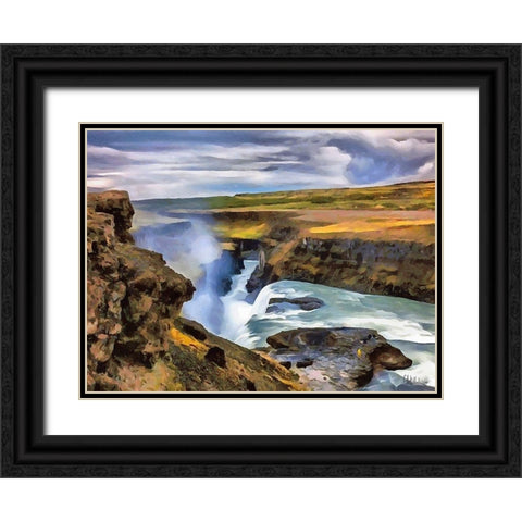 Watterfall Collection I Black Ornate Wood Framed Art Print with Double Matting by Medeiros, Celito