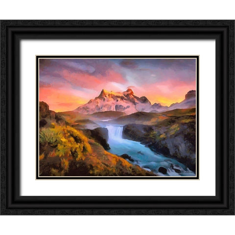 Watterfall Collection II Black Ornate Wood Framed Art Print with Double Matting by Medeiros, Celito