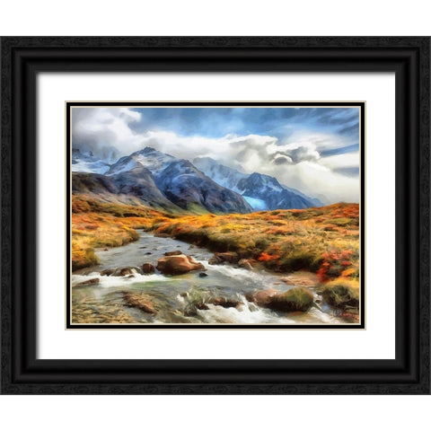 Watterfall Collection III Black Ornate Wood Framed Art Print with Double Matting by Medeiros, Celito