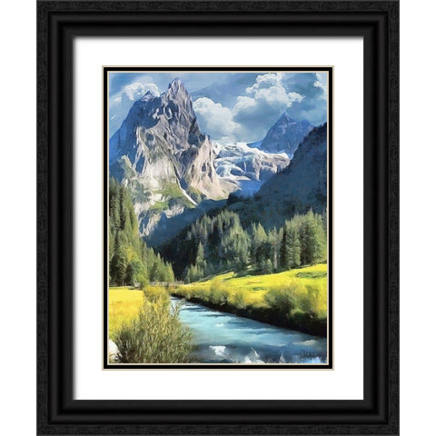 Watterfall Collection V Black Ornate Wood Framed Art Print with Double Matting by Medeiros, Celito