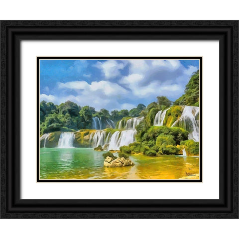 Watterfall Collection VI Black Ornate Wood Framed Art Print with Double Matting by Medeiros, Celito