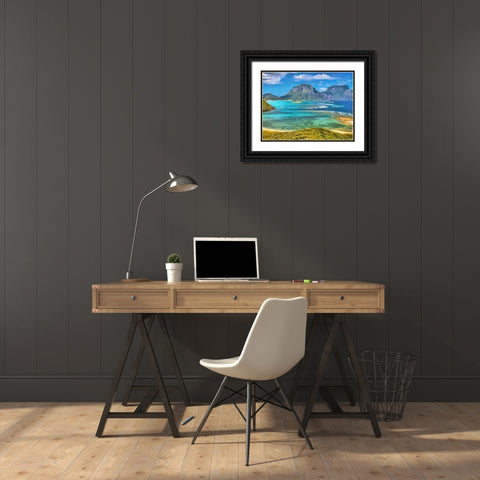 Blue Bay with Mountains Black Ornate Wood Framed Art Print with Double Matting by Medeiros, Celito
