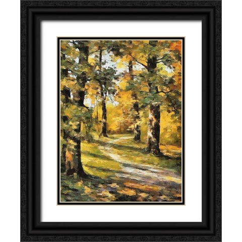 Way in Forest I Black Ornate Wood Framed Art Print with Double Matting by Medeiros, Celito