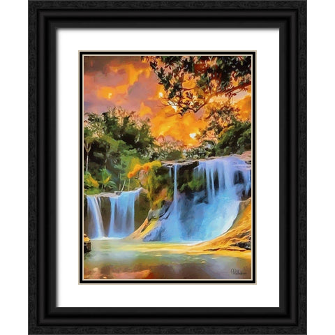 Amazing Watterfall I Black Ornate Wood Framed Art Print with Double Matting by Medeiros, Celito