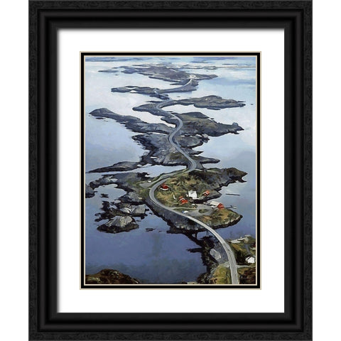 Great Street in Norway Black Ornate Wood Framed Art Print with Double Matting by Medeiros, Celito