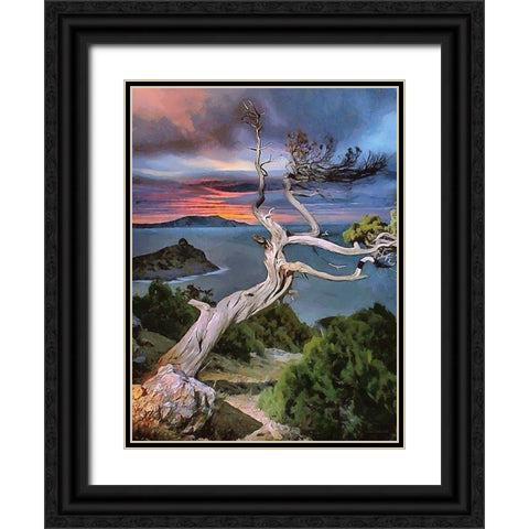 View Through Dry Tree Black Ornate Wood Framed Art Print with Double Matting by Medeiros, Celito