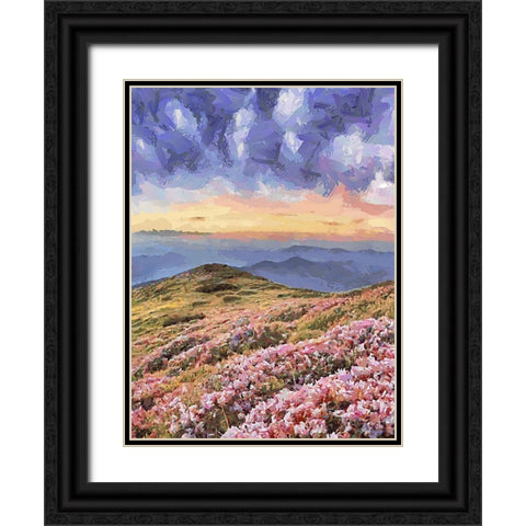 Flovers in the Mountains I Black Ornate Wood Framed Art Print with Double Matting by Medeiros, Celito