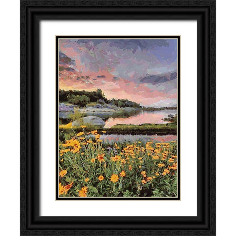 Flovers in the Mountains VI Black Ornate Wood Framed Art Print with Double Matting by Medeiros, Celito