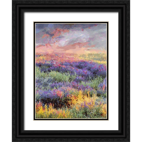 Lavender Field III Black Ornate Wood Framed Art Print with Double Matting by Medeiros, Celito