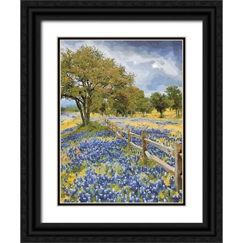 Lavender Field IV Black Ornate Wood Framed Art Print with Double Matting by Medeiros, Celito