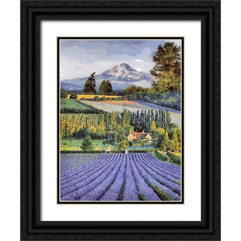 Lavender Field V Black Ornate Wood Framed Art Print with Double Matting by Medeiros, Celito