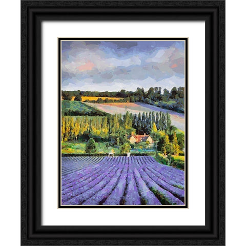 Lavender Field VI Black Ornate Wood Framed Art Print with Double Matting by Medeiros, Celito
