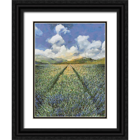 Sunset over Flowers I Black Ornate Wood Framed Art Print with Double Matting by Medeiros, Celito