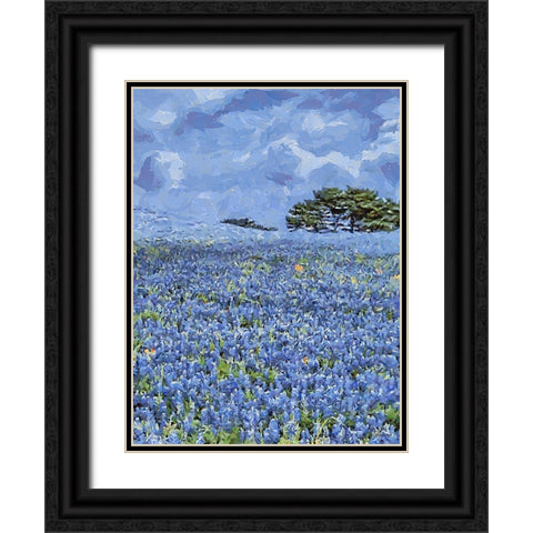 Field with Purple Flowers III Black Ornate Wood Framed Art Print with Double Matting by Medeiros, Celito