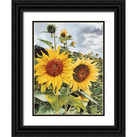 Sunflowers Collection I Black Ornate Wood Framed Art Print with Double Matting by Medeiros, Celito