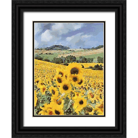 Sunflowers Collection V Black Ornate Wood Framed Art Print with Double Matting by Medeiros, Celito