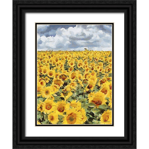 Sunflowers Collection VI Black Ornate Wood Framed Art Print with Double Matting by Medeiros, Celito