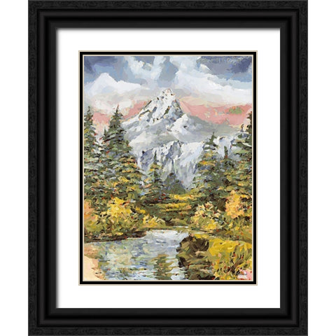 Landscapes in Monet Style IX Black Ornate Wood Framed Art Print with Double Matting by Medeiros, Celito