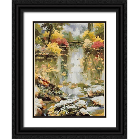 Landscapes in Monet Style XI Black Ornate Wood Framed Art Print with Double Matting by Medeiros, Celito