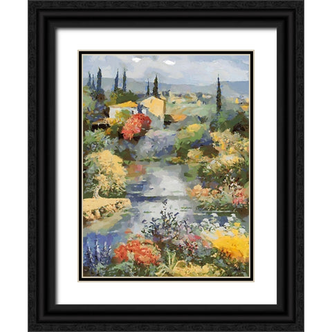 Landscapes in Monet Style XII Black Ornate Wood Framed Art Print with Double Matting by Medeiros, Celito