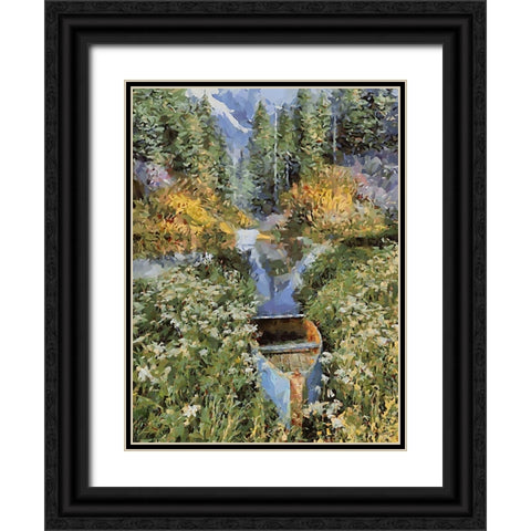 Landscapes in Monet Style XV Black Ornate Wood Framed Art Print with Double Matting by Medeiros, Celito