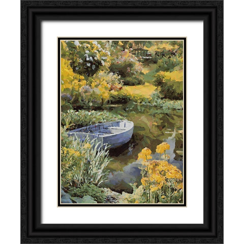 Landscapes in Monet Style XVI Black Ornate Wood Framed Art Print with Double Matting by Medeiros, Celito