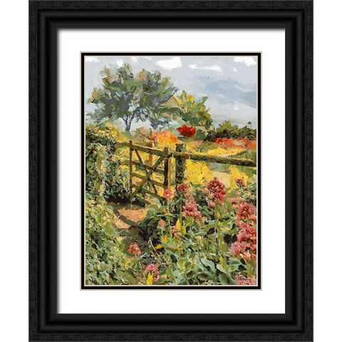 Landscapes in Monet Style XVII Black Ornate Wood Framed Art Print with Double Matting by Medeiros, Celito