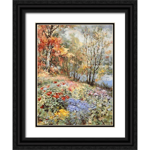 Landscapes in Monet Style XXV Black Ornate Wood Framed Art Print with Double Matting by Medeiros, Celito