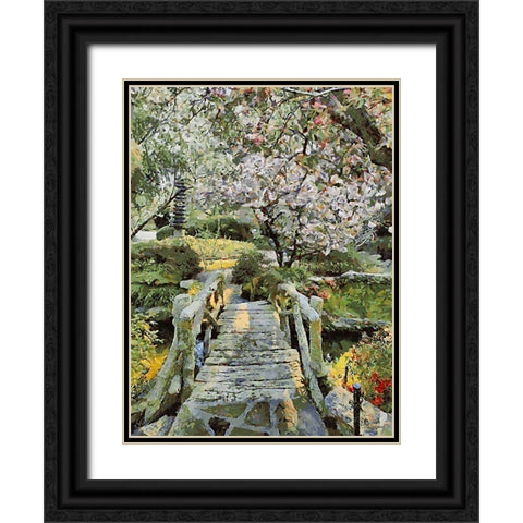 Landscapes in Monet Style XXVII Black Ornate Wood Framed Art Print with Double Matting by Medeiros, Celito
