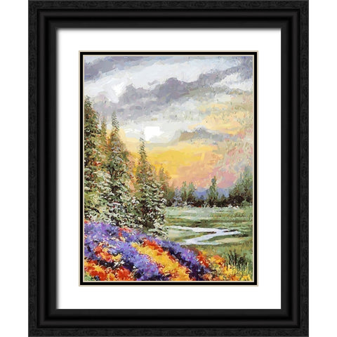 Landscapes in Monet Style XXXI Black Ornate Wood Framed Art Print with Double Matting by Medeiros, Celito