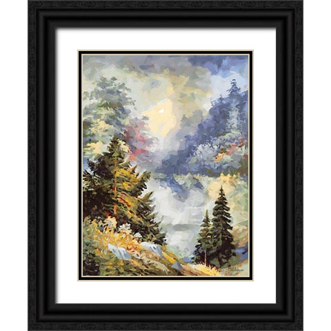 Landscapes in Monet Style XXXIII Black Ornate Wood Framed Art Print with Double Matting by Medeiros, Celito
