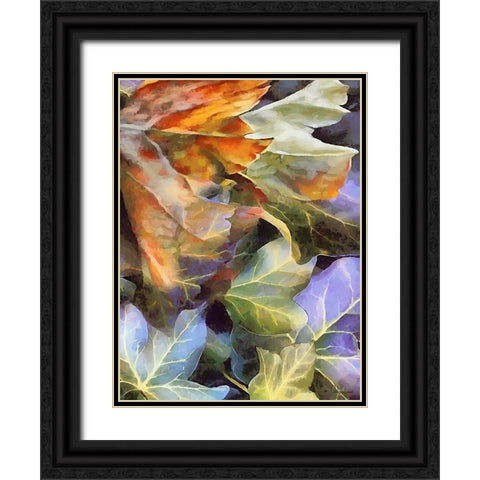 Autumn Leaves V Black Ornate Wood Framed Art Print with Double Matting by Medeiros, Celito