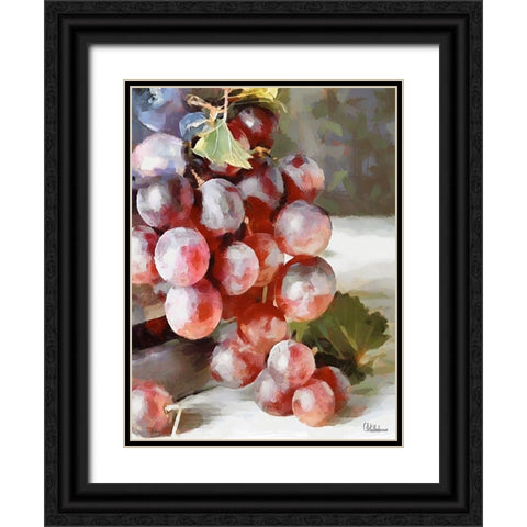 Grapes II Black Ornate Wood Framed Art Print with Double Matting by Medeiros, Celito