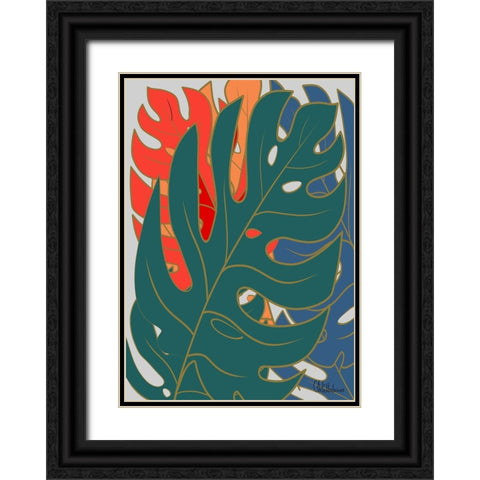 Colorful Leaves II Black Ornate Wood Framed Art Print with Double Matting by Medeiros, Celito