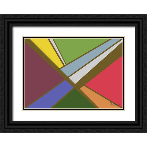 A Game with Abstract Shapes XLVII Black Ornate Wood Framed Art Print with Double Matting by Medeiros, Celito