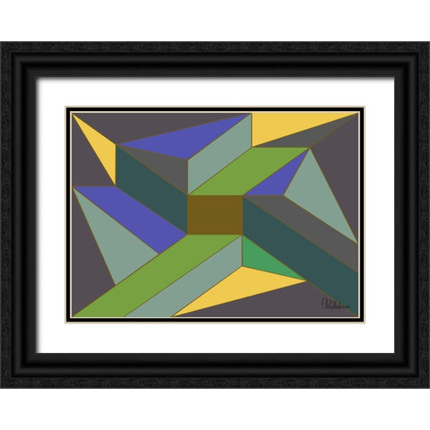 A Game with Abstract Shapes XLVIII Black Ornate Wood Framed Art Print with Double Matting by Medeiros, Celito