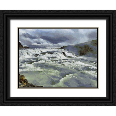 Beautiful nature in Iceland L Black Ornate Wood Framed Art Print with Double Matting by Medeiros, Celito