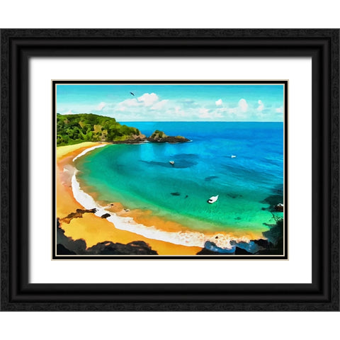 Blue Bay Black Ornate Wood Framed Art Print with Double Matting by Medeiros, Celito