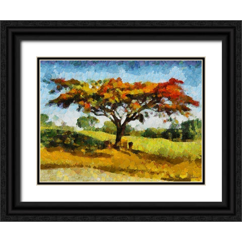 Collectio of Bloomin and Autumn Trees XXV Black Ornate Wood Framed Art Print with Double Matting by Medeiros, Celito
