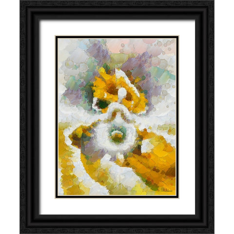 Abstract in Yellow Black Ornate Wood Framed Art Print with Double Matting by Medeiros, Celito