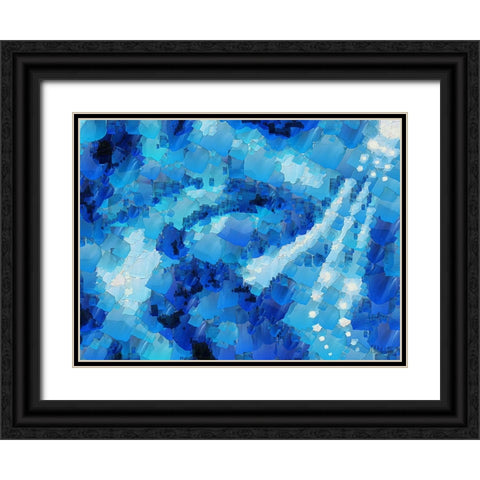 Abstract in Blue I Black Ornate Wood Framed Art Print with Double Matting by Medeiros, Celito