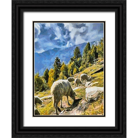 Sheep and Goat Collection VI Black Ornate Wood Framed Art Print with Double Matting by Medeiros, Celito