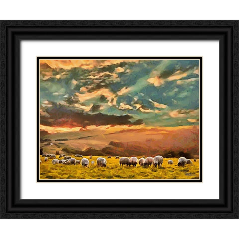 Sheep and Goat Collection VII Black Ornate Wood Framed Art Print with Double Matting by Medeiros, Celito