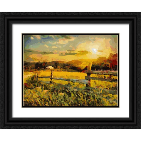 Sunset in the Countryside Black Ornate Wood Framed Art Print with Double Matting by Medeiros, Celito