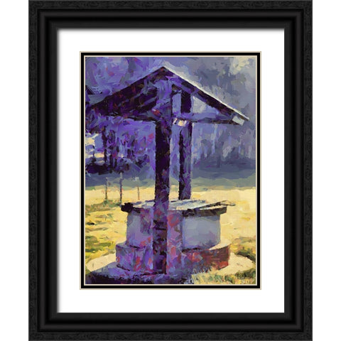 An old Well Black Ornate Wood Framed Art Print with Double Matting by Medeiros, Celito