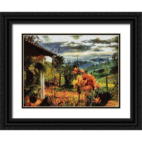 Countryside View Black Ornate Wood Framed Art Print with Double Matting by Medeiros, Celito